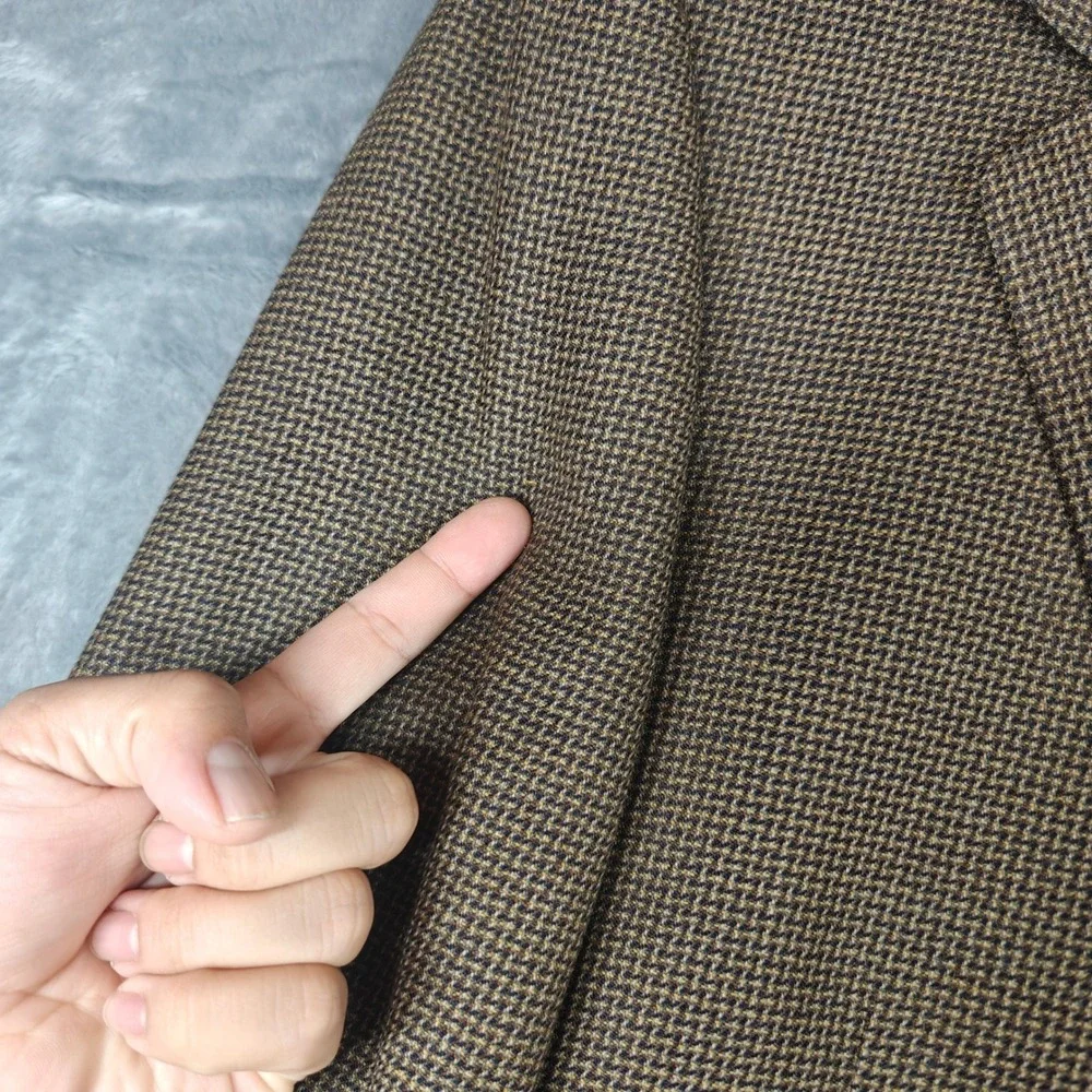 Canali Blazer Mens 44 Brown Micro Check Two Button Wool Sport Coat Italy